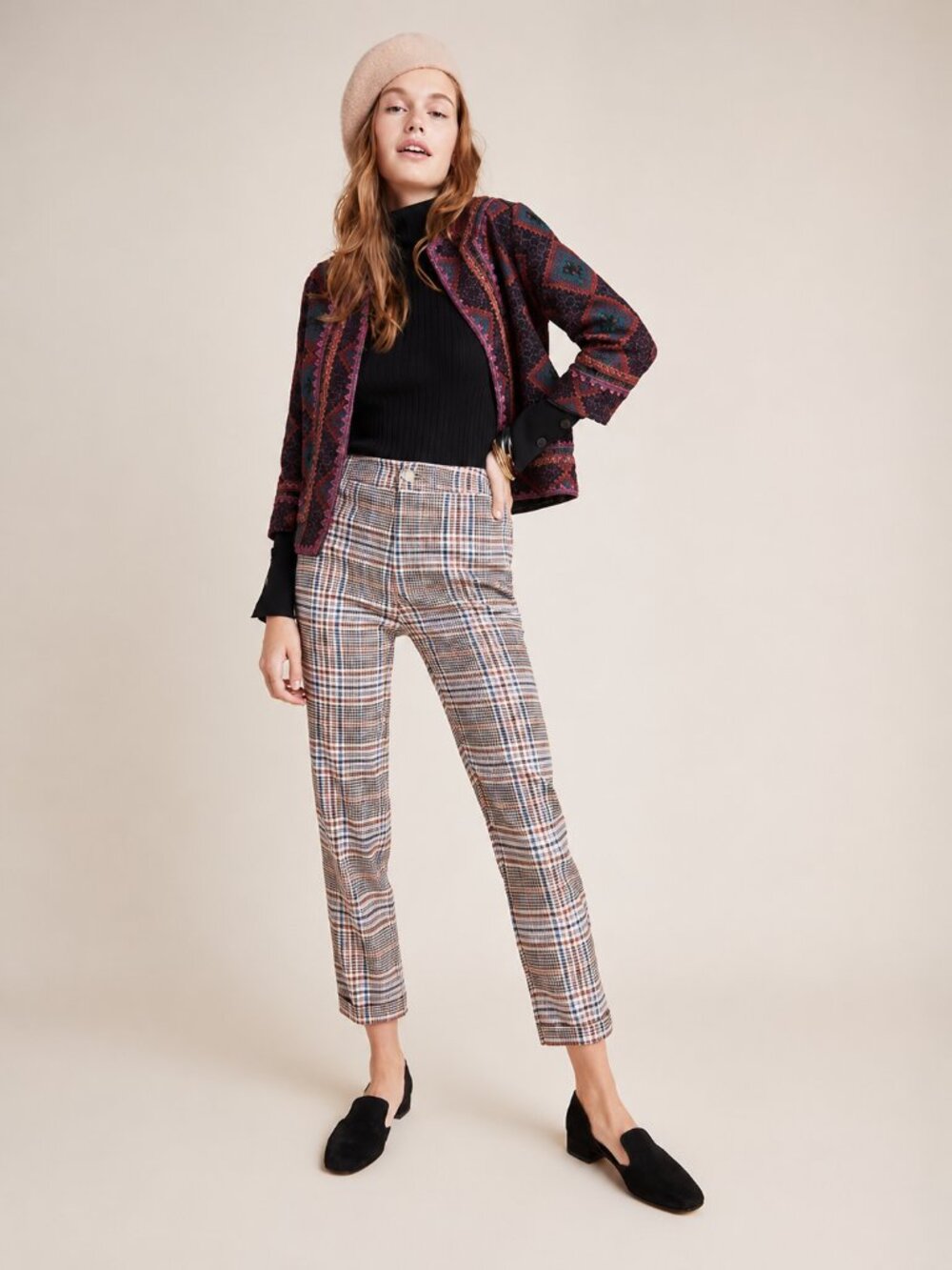 Anthropologie Malcolm Plaid Tapered Trousers US 2 Slim Fit Pants